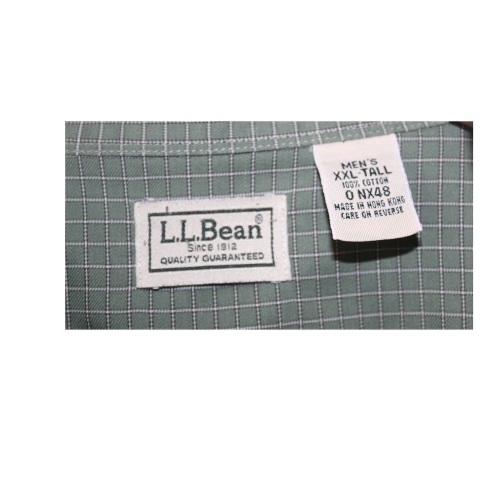 LL Bean Shirt Mens XXL Green Plaid Traditional Short Sleeves Button‎ Up - Picture 3 of 4